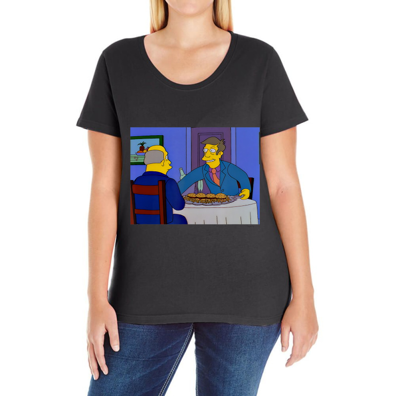 The Simpsons Principal Skinner Steamed Hands V2 Ladies Curvy T-Shirt by longdanouj | Artistshot