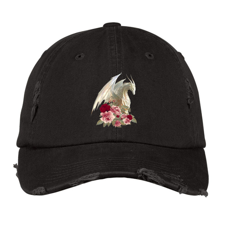 Cute Dragon Rose Flower Vintage Cap by whoretacarpal | Artistshot