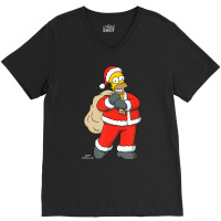 The Simpsons Santa Homer Holiday V-neck Tee | Artistshot