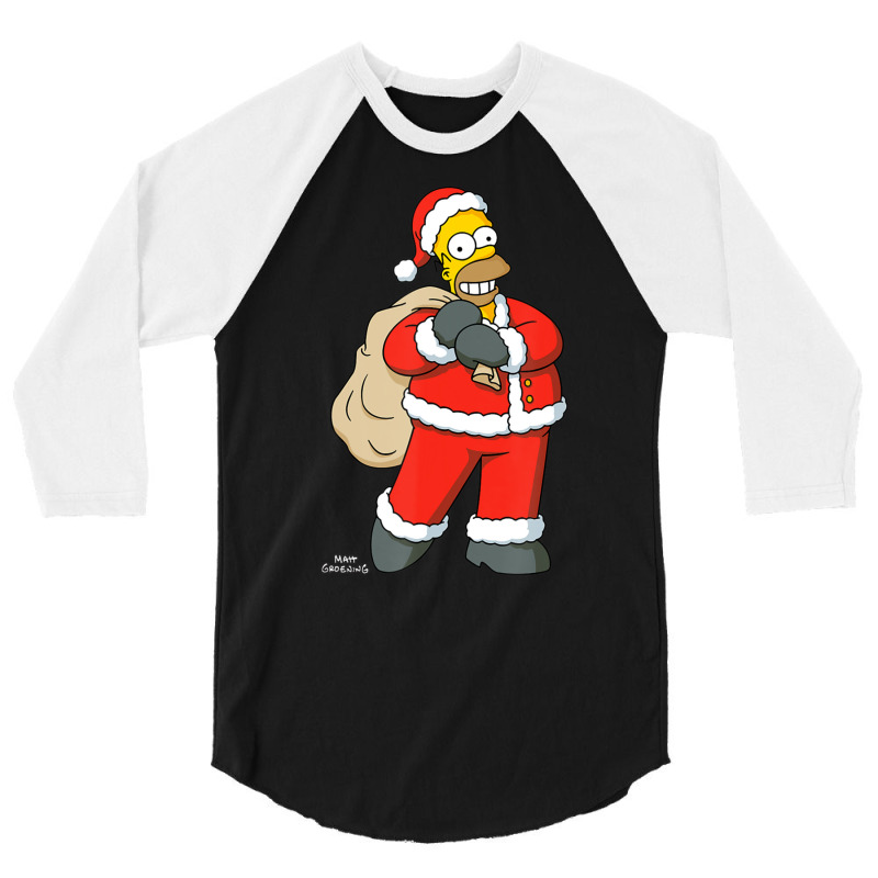 The Simpsons Santa Homer Holiday 3/4 Sleeve Shirt by longdanouj | Artistshot