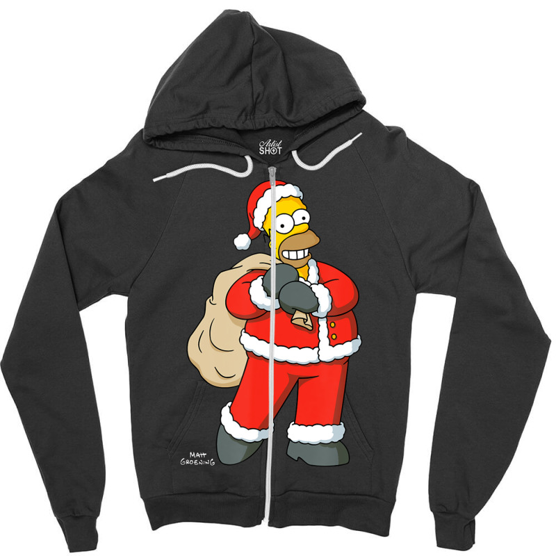 The Simpsons Santa Homer Holiday Zipper Hoodie by longdanouj | Artistshot