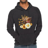 Cute Highland Cow Sunflowers Daisies Cows Farm Ani Vintage Hoodie | Artistshot