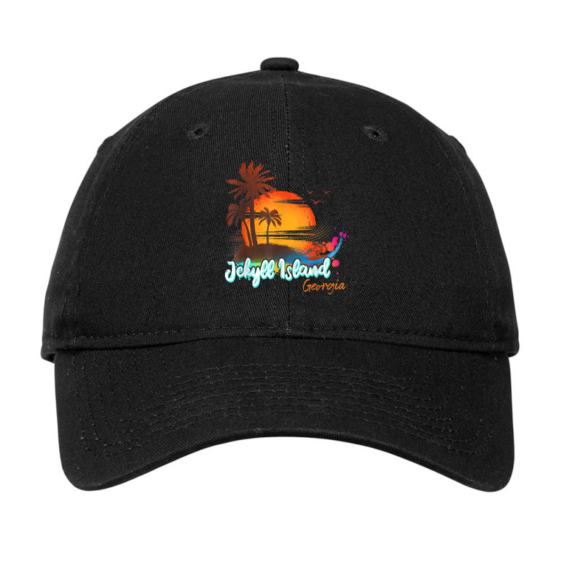 Jekyll Island Georgia Beach Summer Palm Trees Suns Adjustable Cap by heffopance | Artistshot