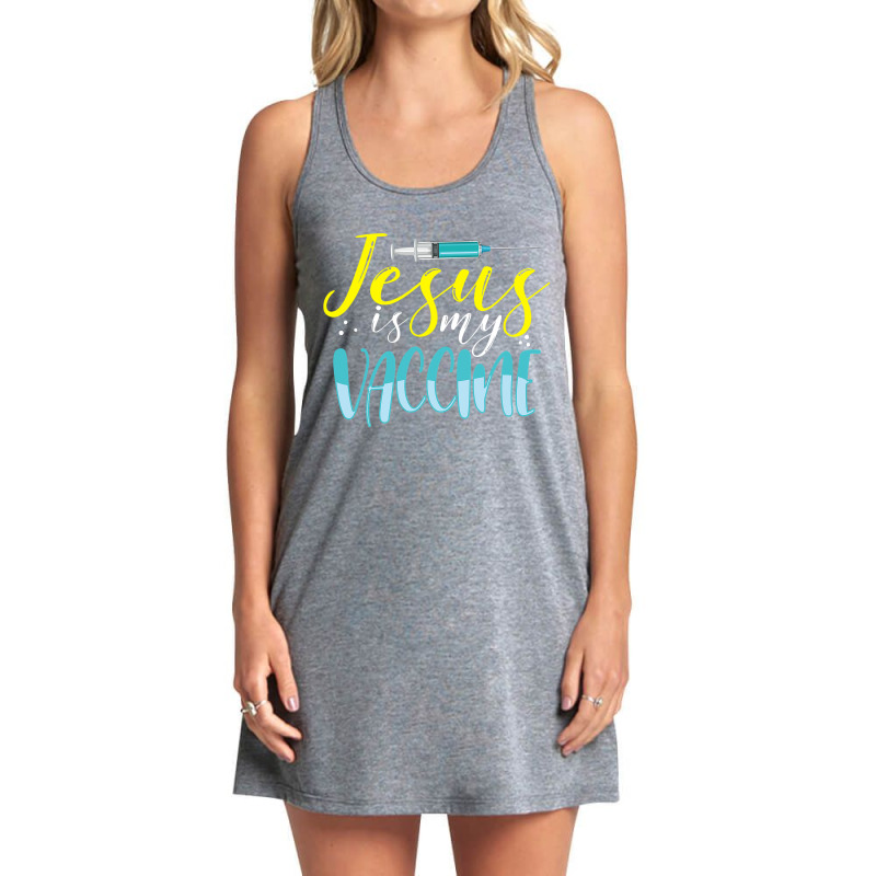 Jesus Is My Vaccine Christian Faith Anti Vax Vaxxe Tank Dress by home12 | Artistshot