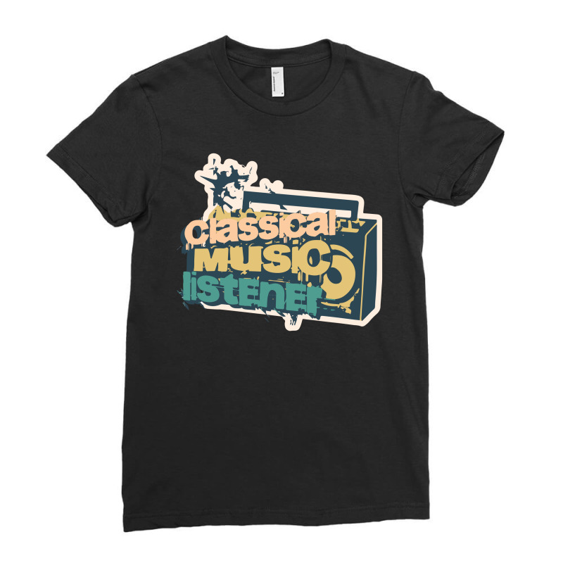 Radio Listening To Classical Music Ladies Fitted T-Shirt by BahriStudio | Artistshot