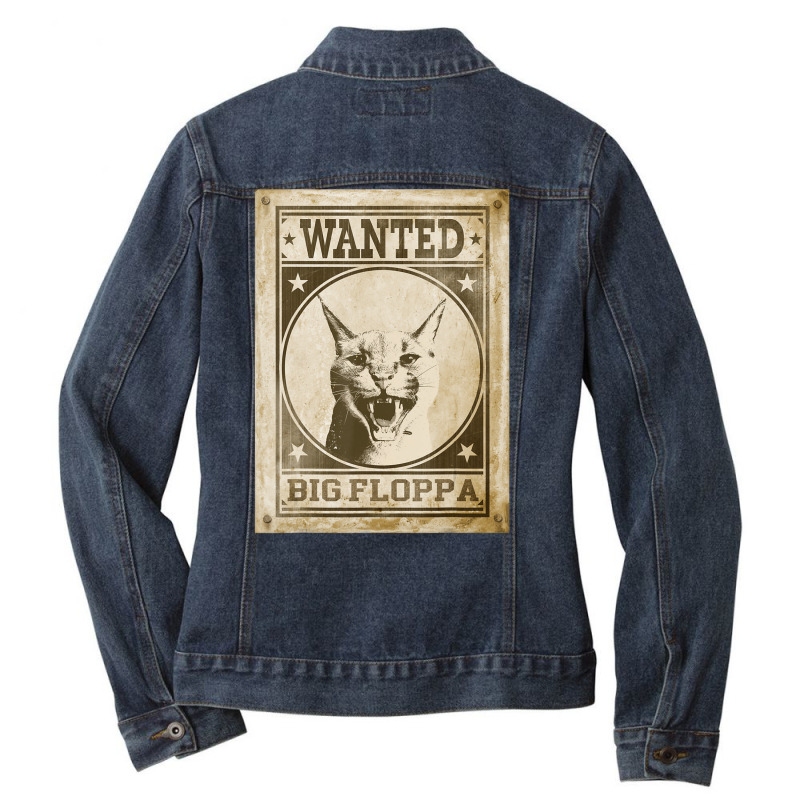 Big Floppa Cat Cute Caracal Cat Vintage Wanted Ladies Denim Jacket by spannmargarettrgy | Artistshot