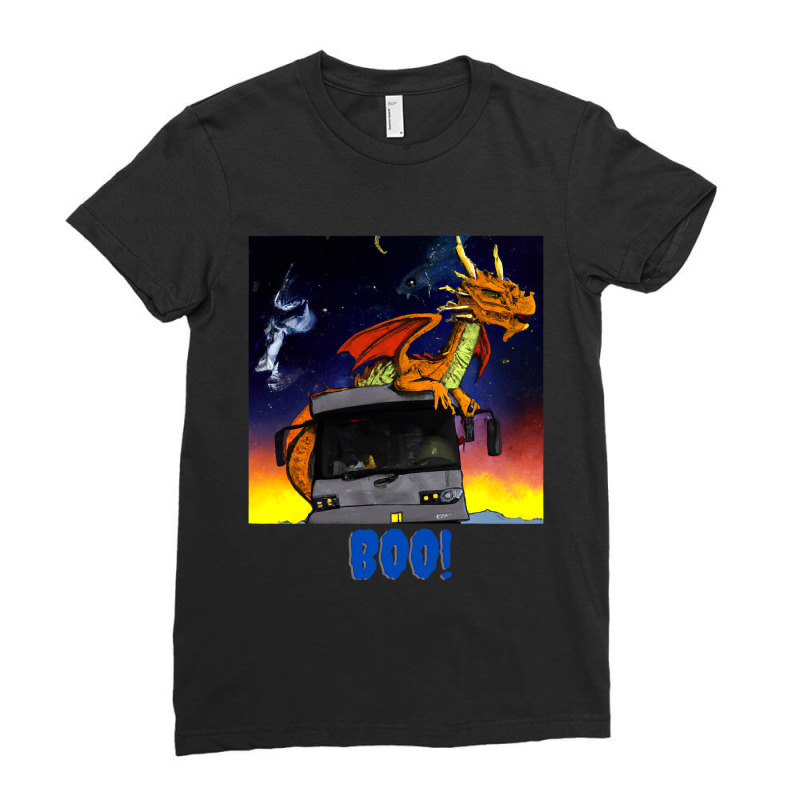 Crazy Space Dragon On The Bus Ladies Fitted T-Shirt by whoretacarpal | Artistshot