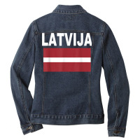 Latvija Flag T Shirt Cool Latvian Latvia Flags Gif Ladies Denim Jacket | Artistshot