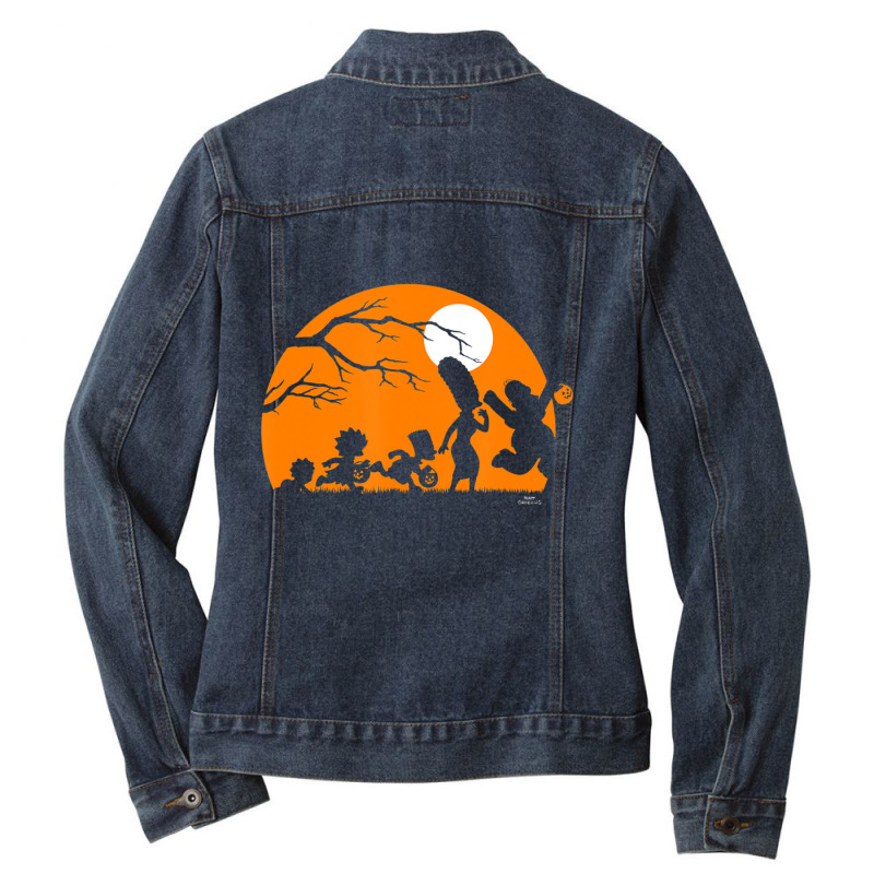 The Simpsons Treehouse Of Horror Halloween Spooky Ladies Denim Jacket by longdanouj | Artistshot