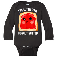 Couple Peanut Butter And Jelly I'm With The Peanut Long Sleeve Baby Bodysuit | Artistshot