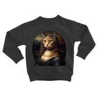 Mona Lisa With Cat Face Art Painting Toddler Sweatshirt | Artistshot