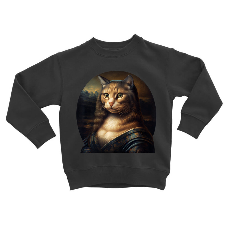 Mona Lisa With Cat Face Art Painting Toddler Sweatshirt by spannmargarettrgy | Artistshot