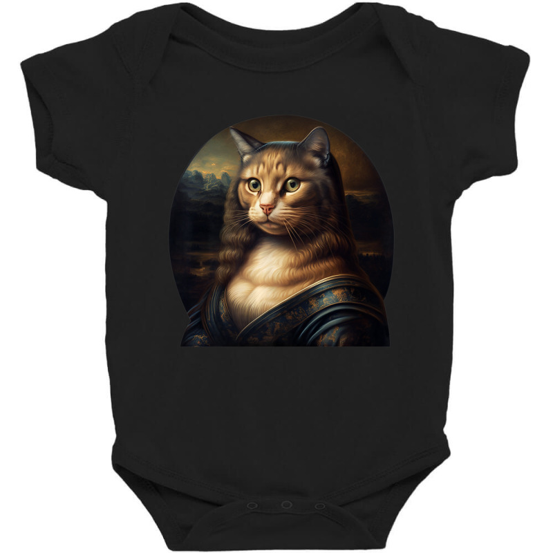 Mona Lisa With Cat Face Art Painting Baby Bodysuit by spannmargarettrgy | Artistshot