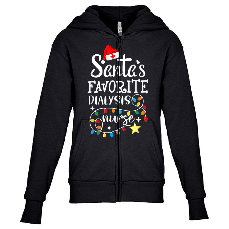 Merry Christmas Nurse Crew Santa's Favorite Dialys Youth Zipper Hoodie by voutsro | Artistshot