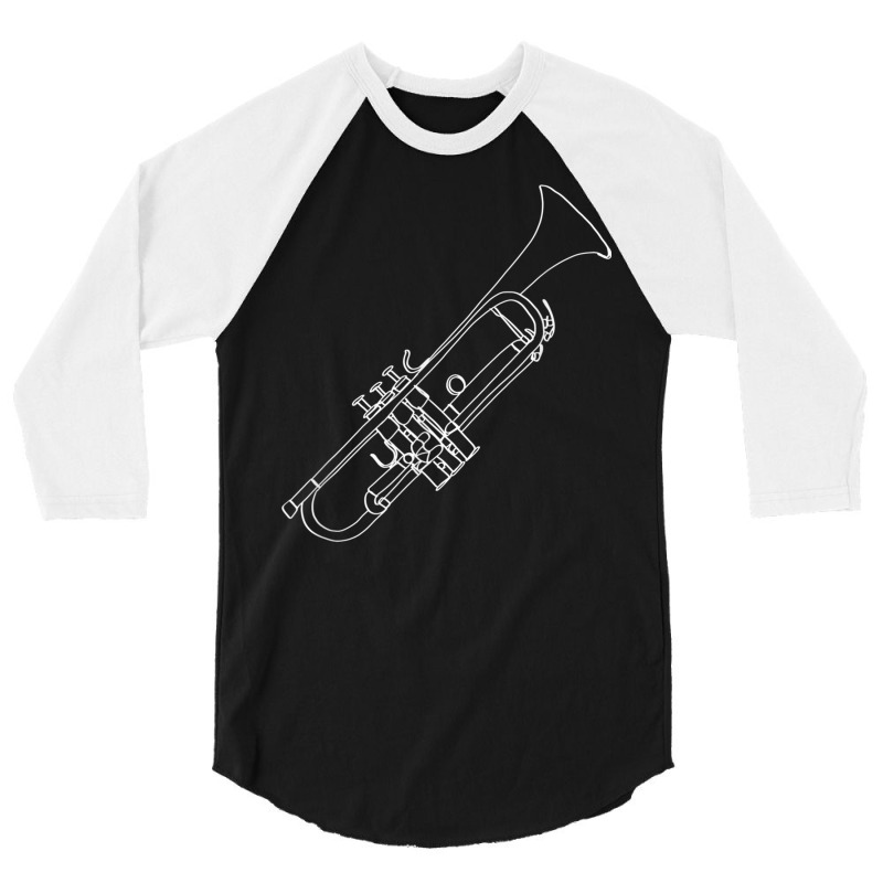 Trumpet Oneline Art   Trumpet Brass Instrument Tru 3/4 Sleeve Shirt | Artistshot