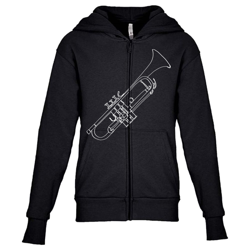 Trumpet Oneline Art   Trumpet Brass Instrument Tru Youth Zipper Hoodie by bonne | Artistshot