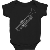 Trumpet Oneline Art   Trumpet Brass Instrument Tru Baby Bodysuit | Artistshot