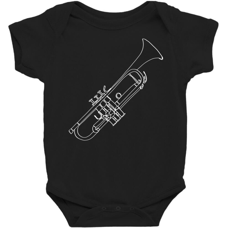 Trumpet Oneline Art   Trumpet Brass Instrument Tru Baby Bodysuit by bonne | Artistshot