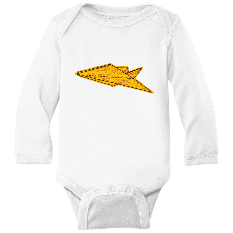 Silhouette Tiles Of An Old Folding Paper Airplanes Long Sleeve Baby Bodysuit | Artistshot