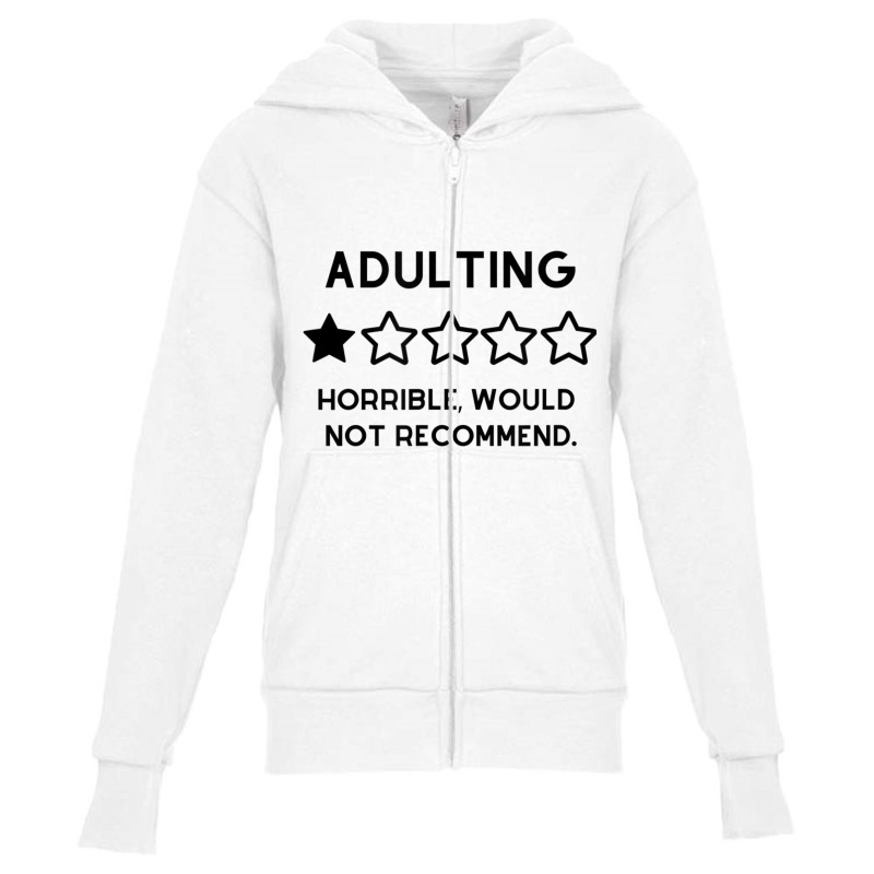 Adulting Is Not Recommended, One Star Review, Funn Youth Zipper Hoodie | Artistshot