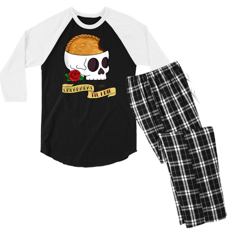 Funny Latinx Empanada Til I Die Tattoo Inspired Sk Men's 3/4 Sleeve Pajama Set by fiddolamuf | Artistshot