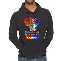 My Heart Is Held By The Paws Of A Corgi Vintage Hoodie | Artistshot