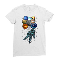 Astronaut Space Balloons Moon Mars Planets  Astron Ladies Fitted T-shirt | Artistshot