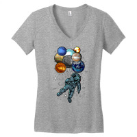 Astronaut Space Balloons Moon Mars Planets  Astron Women's V-neck T-shirt | Artistshot