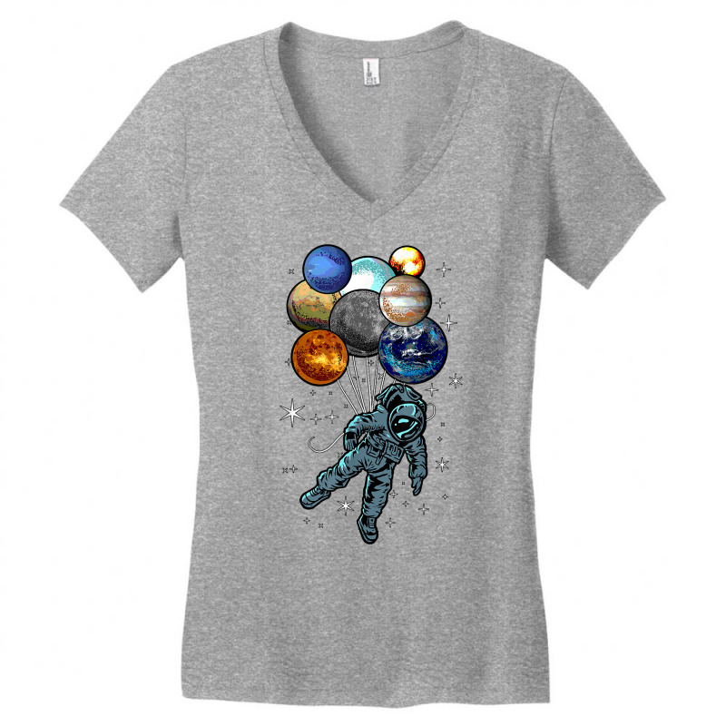 Astronaut Space Balloons Moon Mars Planets  Astron Women's V-Neck T-Shirt by jendhe | Artistshot