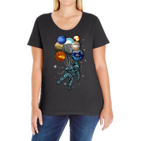 Astronaut Space Balloons Moon Mars Planets  Astron Ladies Curvy T-shirt | Artistshot