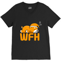 Work From Home Employee Sleepy & Sarcastic V-neck Tee | Artistshot