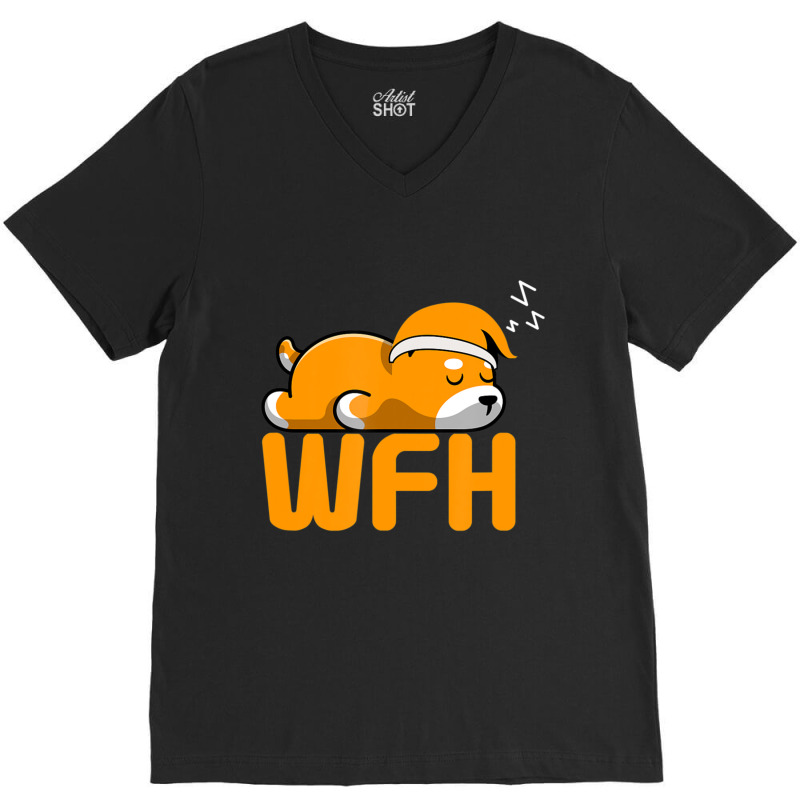 Work From Home Employee Sleepy & Sarcastic V-neck Tee | Artistshot