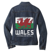 Wales Flag Welsh Dragon Banner Cymru Am Byth Welsh Ladies Denim Jacket | Artistshot