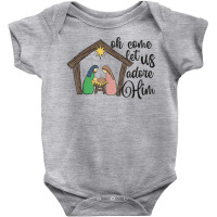 Oh Come Let Us Adore Him Nativity Christmas Religi Baby Bodysuit | Artistshot