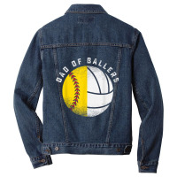 Dad Of Ballers Father Son Volleyball Softball Play Men Denim Jacket | Artistshot