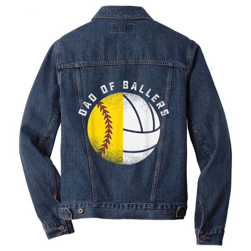 Dad Of Ballers Father Son Volleyball Softball Play Men Denim Jacket | Artistshot