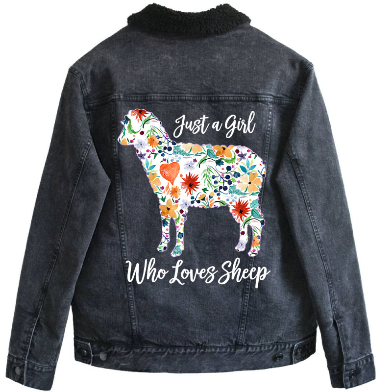 Just A Girl Who Loves Sheep Cute Funny Design For  Unisex Sherpa-lined Denim Jacket | Artistshot