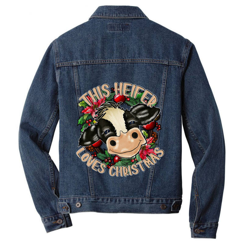 Cute Cow Heifer Christmas Mooey Christmas Men Denim Jacket | Artistshot