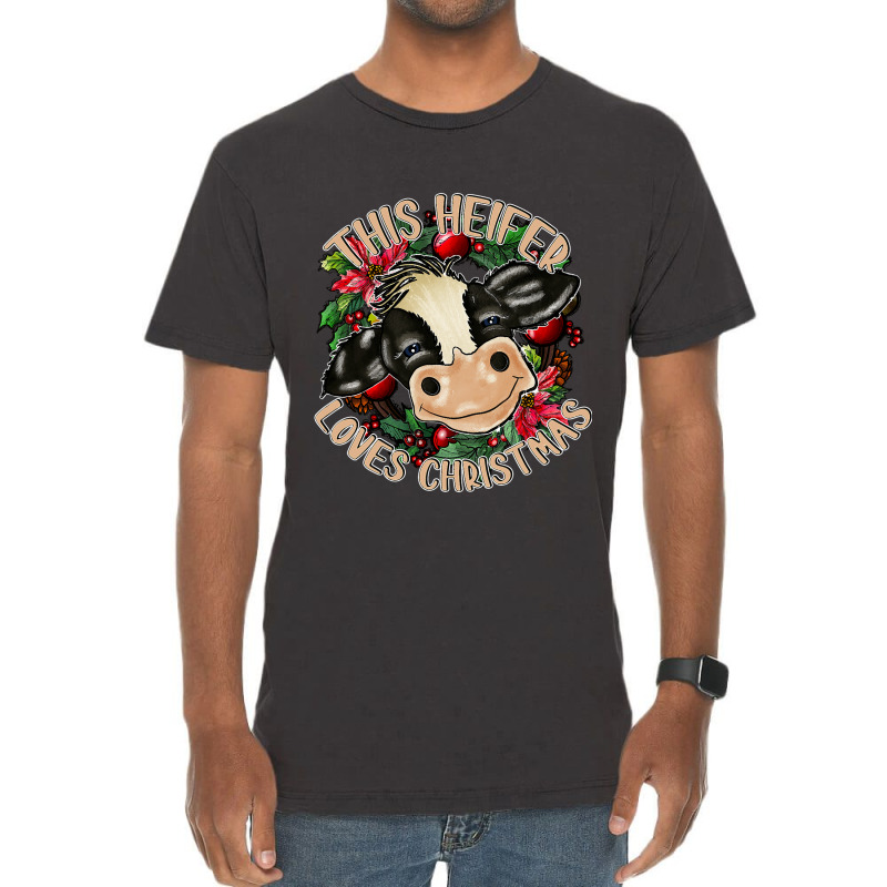 Cute Cow Heifer Christmas Mooey Christmas Vintage T-shirt | Artistshot