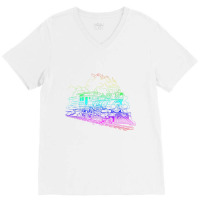 Railroad Model Train Steam Train Glow Model Railro V-neck Tee | Artistshot