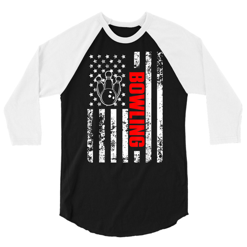 Strike Or Spare Us American Flag Sports Patriotic 3/4 Sleeve Shirt by voutsro | Artistshot