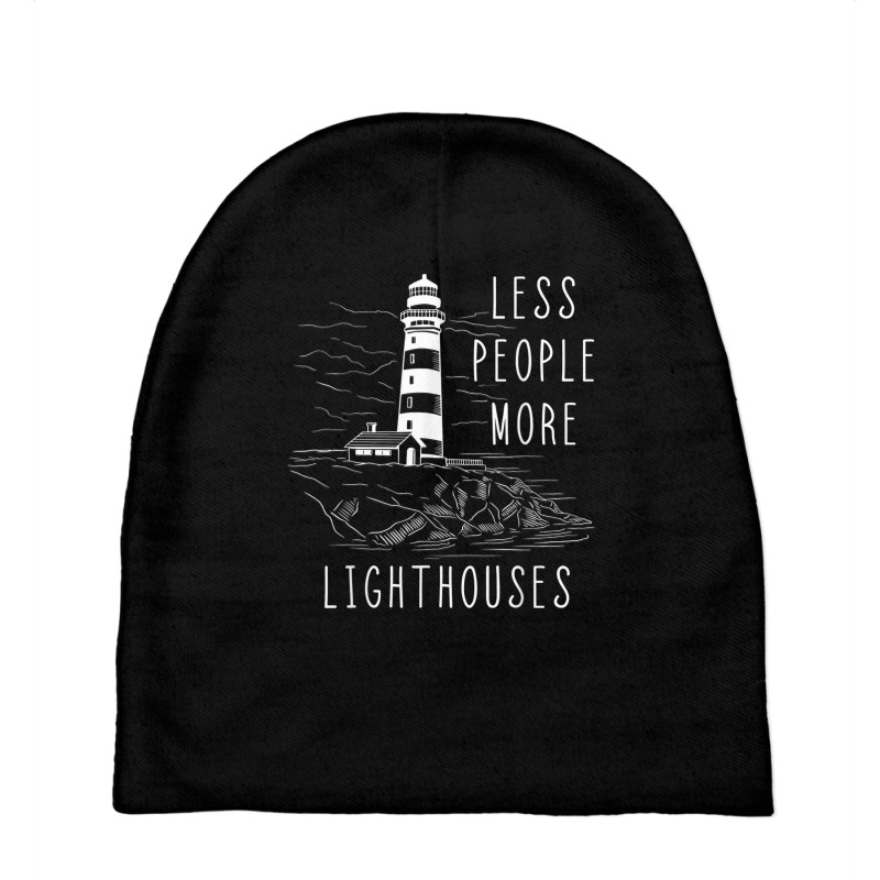 Lighthouse Less People More Lighthouses Seaside Li Baby Beanies by catotdmontis | Artistshot