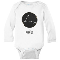 Minimal Pisces Zodiac Sign Long Sleeve Baby Bodysuit | Artistshot