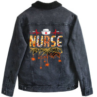 Nurse Halloween Costume Stethoscope Heartbeat Pump Unisex Sherpa-lined Denim Jacket | Artistshot