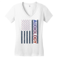 American Flag Audiology Audiologist Stars Women's V-neck T-shirt | Artistshot