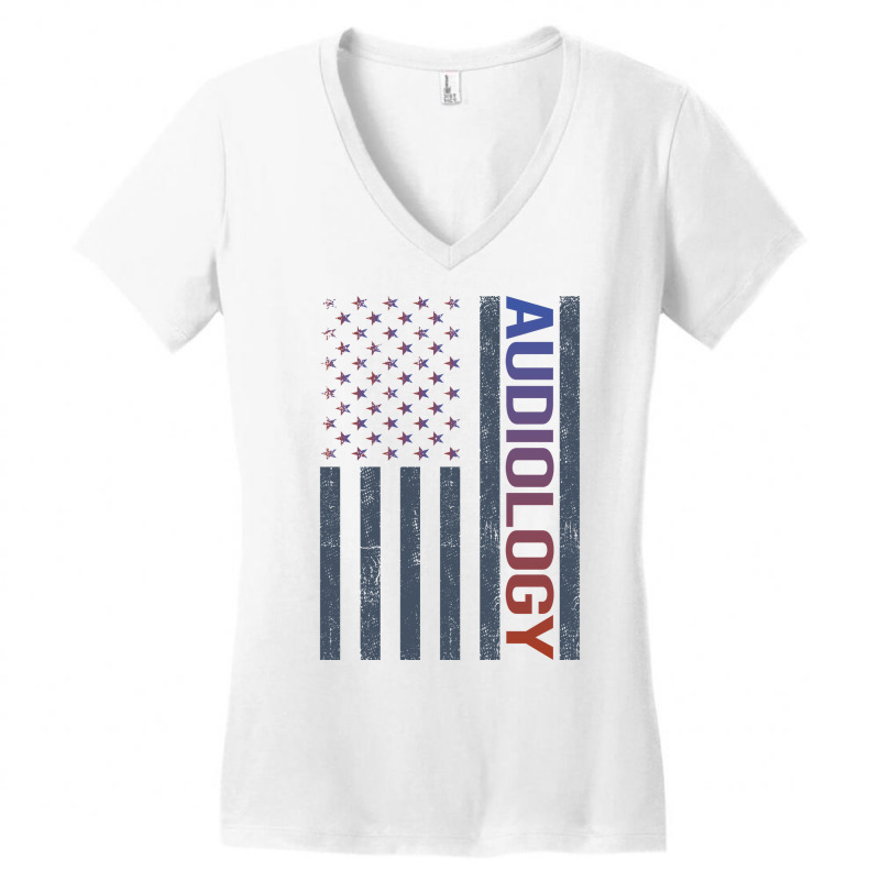 American Flag Audiology Audiologist Stars Women's V-Neck T-Shirt by eunjafallerw | Artistshot