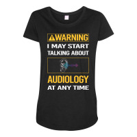 Funny Yellow Warning Audiology Audiologist Aesthet Maternity Scoop Neck T-shirt | Artistshot