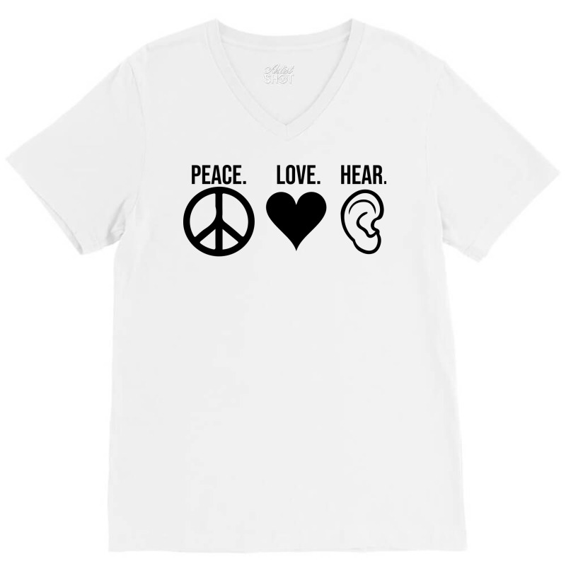 Peace Love Hear Boy V-Neck Tee by adanircasalau | Artistshot