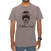 October Girl Skeleton Skull Face Leopard Halloween Vintage T-shirt | Artistshot