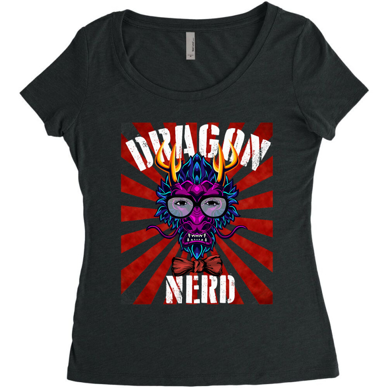 Dragon Nerds Rock Gamer Geek Fun Cute Nerd Women's Triblend Scoop T-shirt by whoretacarpal | Artistshot